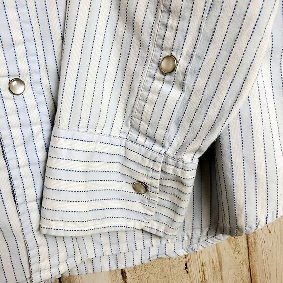 Aeropostale Striped Snap Shirt Blue Size Large - Picture 9 of 10